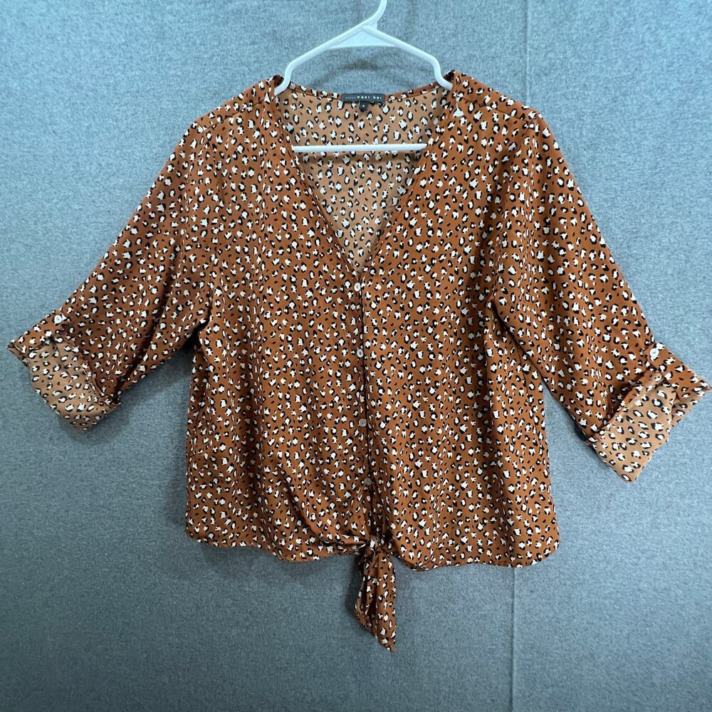 West Kei Leopard Print Shirt Women Size Small Brown Shirt Ladies